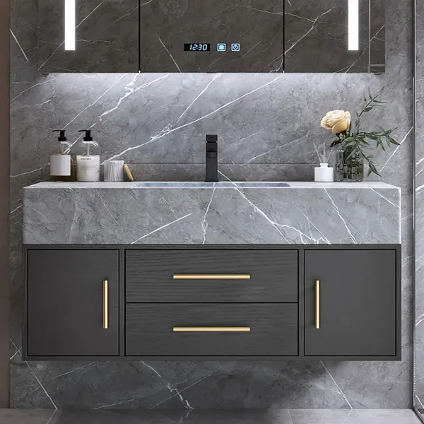 Stone cabinet sink for bathroom service