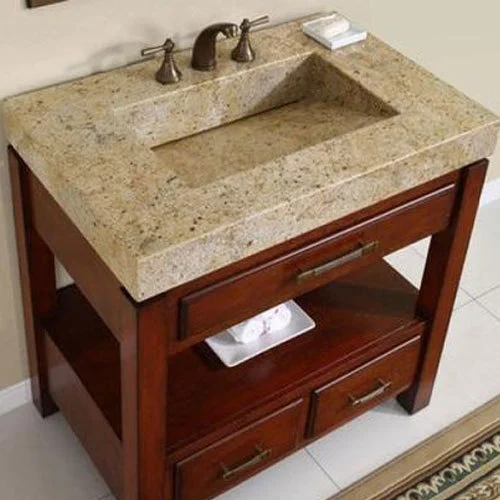 Stone cabinet sink for bathroom service